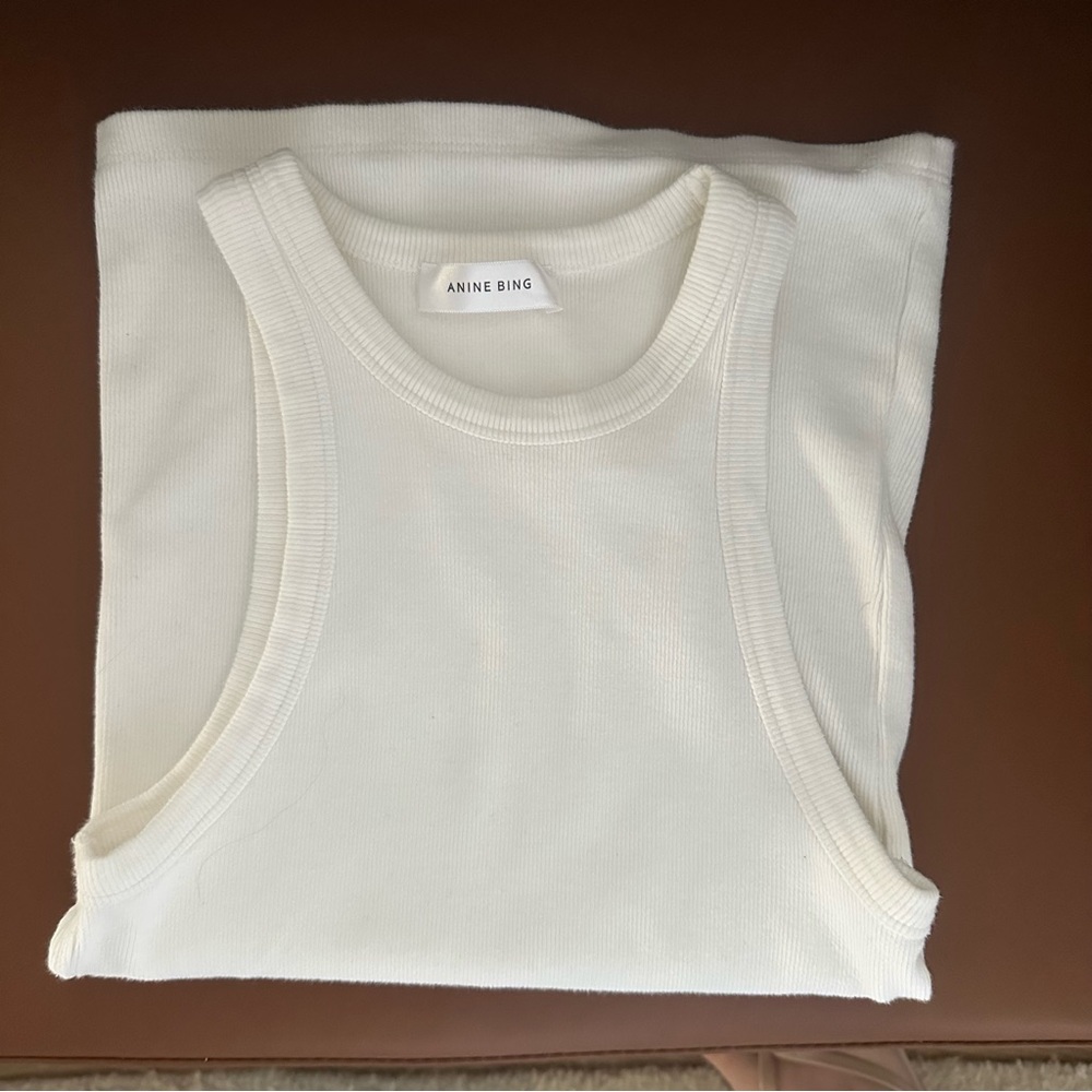 Anine Bing Racerback Tank Top in White